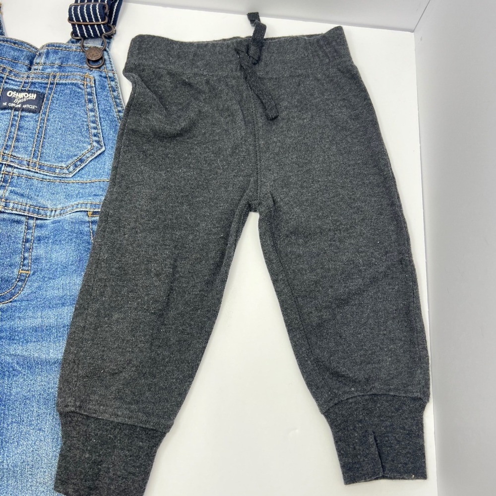 Fall Outfit Lot 9-12M OshKosh Overalls Joggers Jeans Bodysuit H&M Koala Baby - Picture 6 of 10
